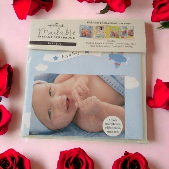 Hallmark Instant Scrapbook Sealed Mailable Baby Boy Brag Book NWT Blue Pastel - Picture 6 of 10